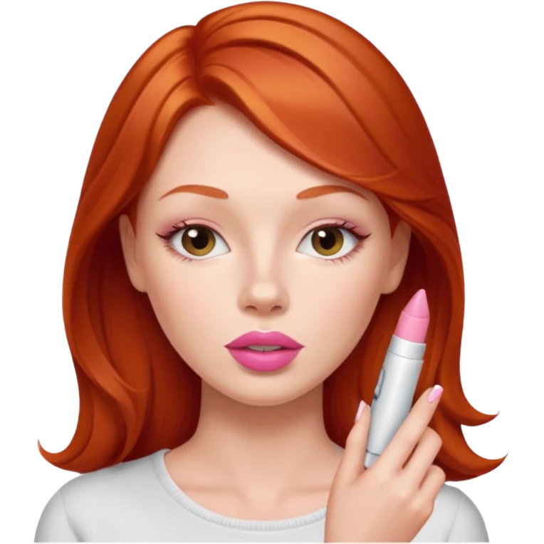 redhead woman using chapsitck emoji
