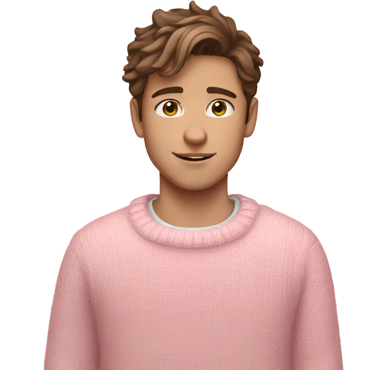 White skin boy and brown hair with pink pastel sweaters  emoji