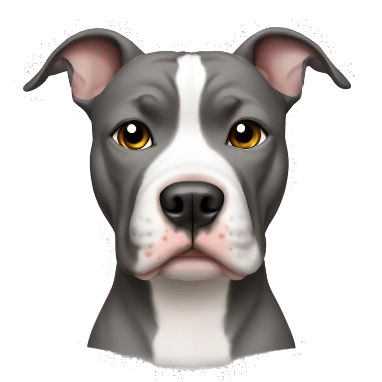 Pitbull, white and gray one ear up one ear down emoji