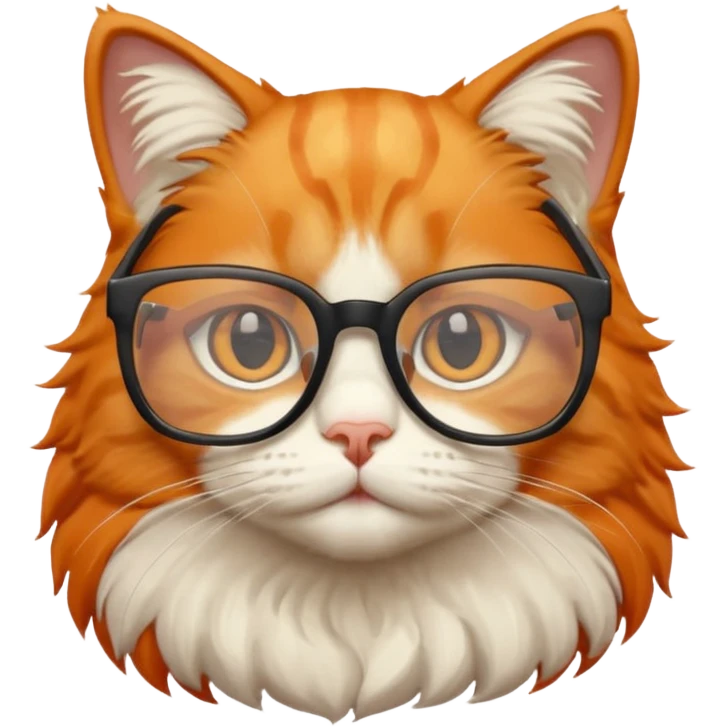 Orange cat wearing nerdy square glasses. emoji