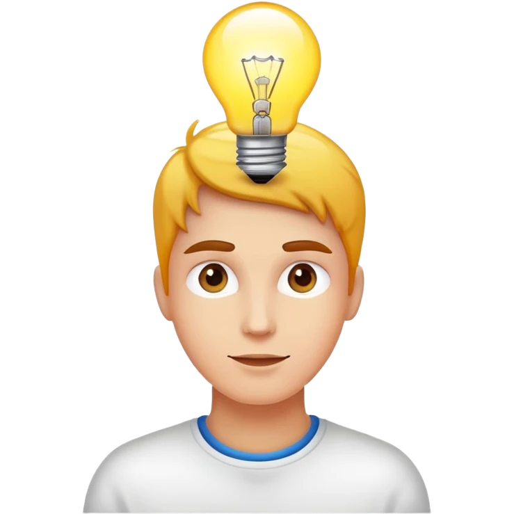 person with light bulb above head, healthy glowing person emoji