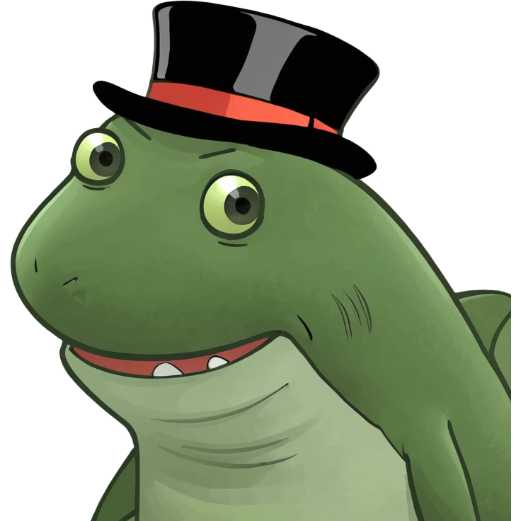 Shark with a top hat emoji