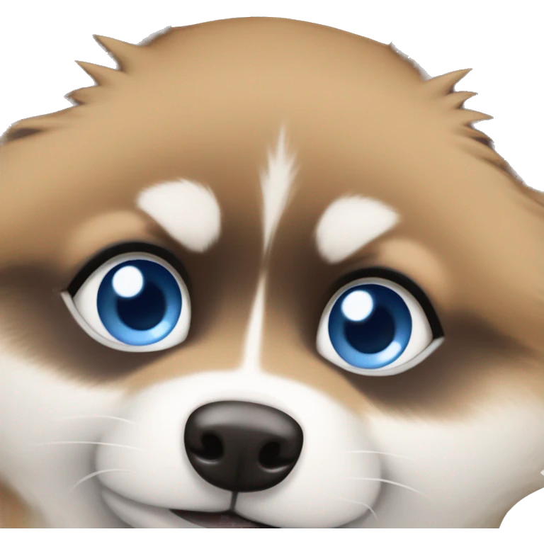 Pomsky with one blue eye and one brown eye emoji