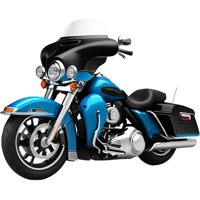 harley davidson ultra classic in big blue pearl and vivid black with two color scheme with recurve windshield and two shorter antennas on the trunk pac emoji