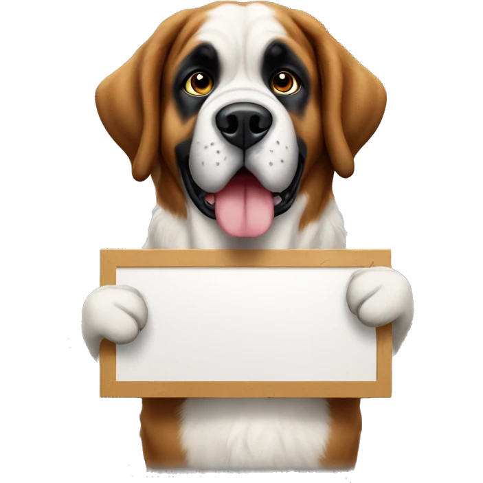 Saint bernard dog holding a sign emoji