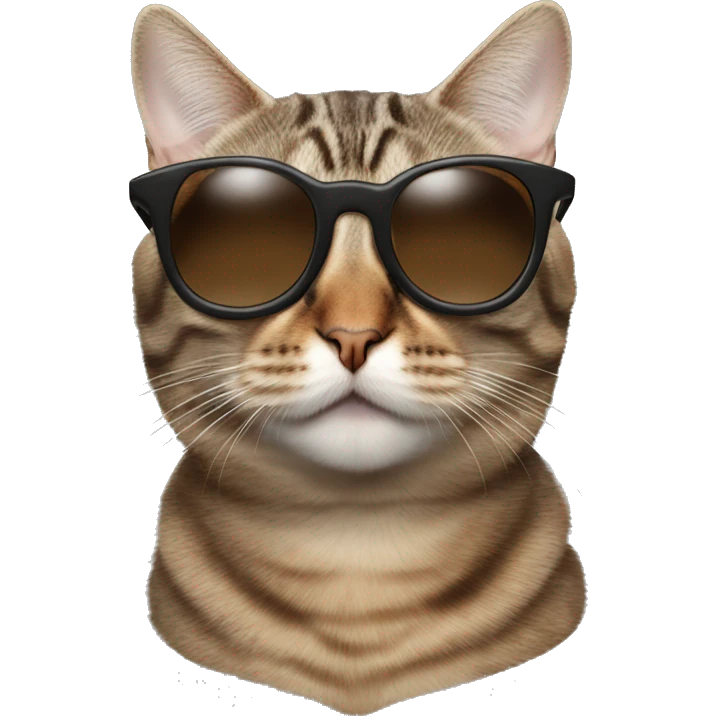Brown and grey tabby Cat with John Lennon sunglasses emoji