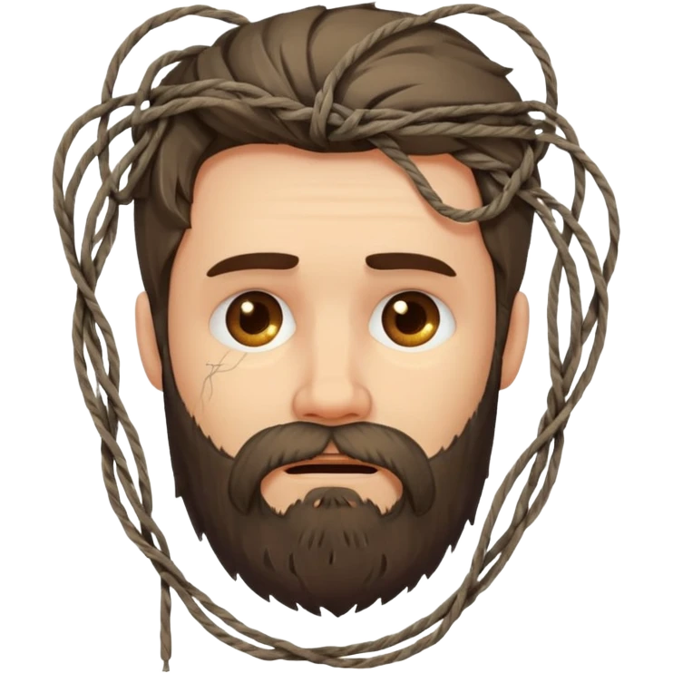 Bearded man tangled in strings emoji