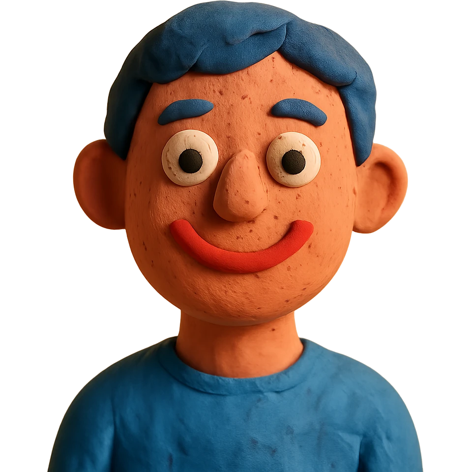 portrait emoji of a smiling person in claymation style emoji