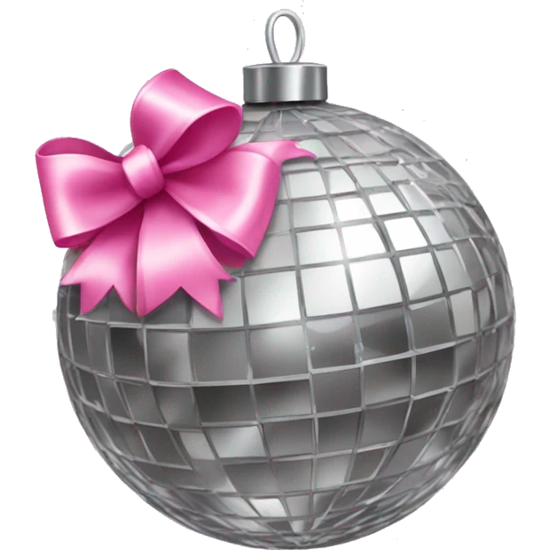 mirrorball with pink bow laying on top of it emoji