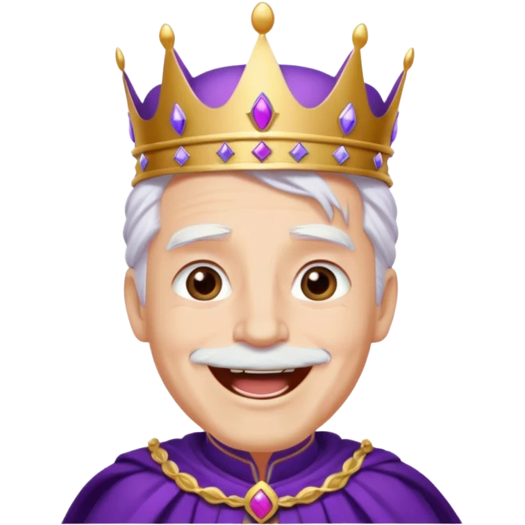اريد ملك لونه ابيض لون عينيه بنفسجيه وايضا لون ملابسه متل الملك ولونها بنفسجي واريد ان يكون لديه تاج لونه بنفسجي اريده ان يضحك emoji