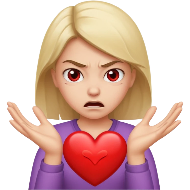 Angry girl with heart hands  emoji