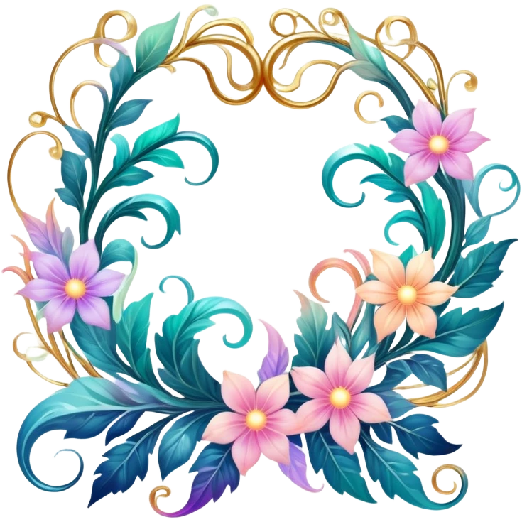Epic divine legendary celestial vines flowery complex detailed iridescent gradients marbles aesthetic-scenery-Decorations emoji