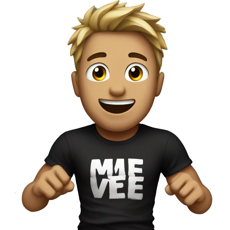 Ripped boy with black t-shirt dancing emoji