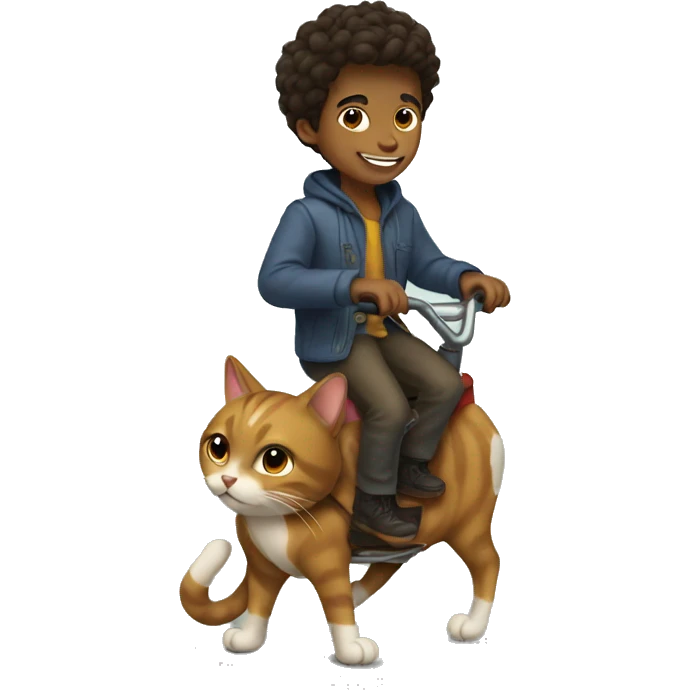 brown boy riding a cat emoji