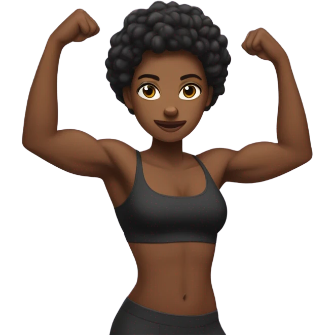 black Woman flexing abs muscles emoji