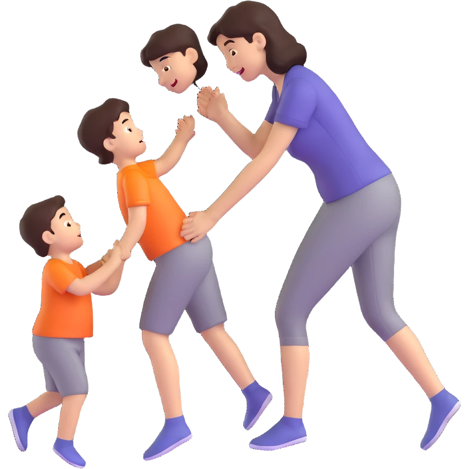 Mother and young son playing together emoji