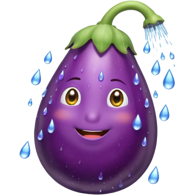 an eggplant taking a shower emoji