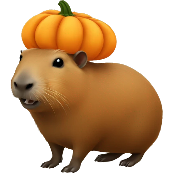 Capybara with pumpkin on head emoji