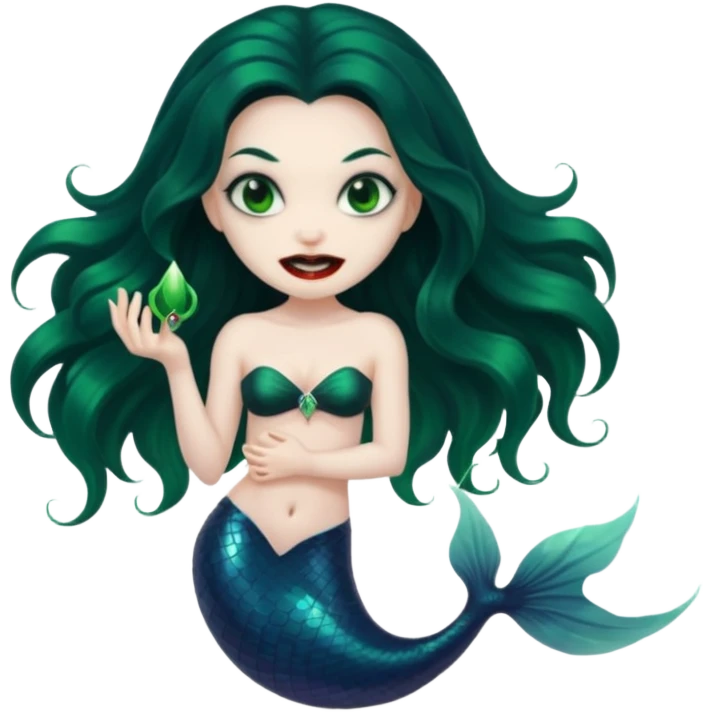 A black mermaid who is also a vampire  emoji