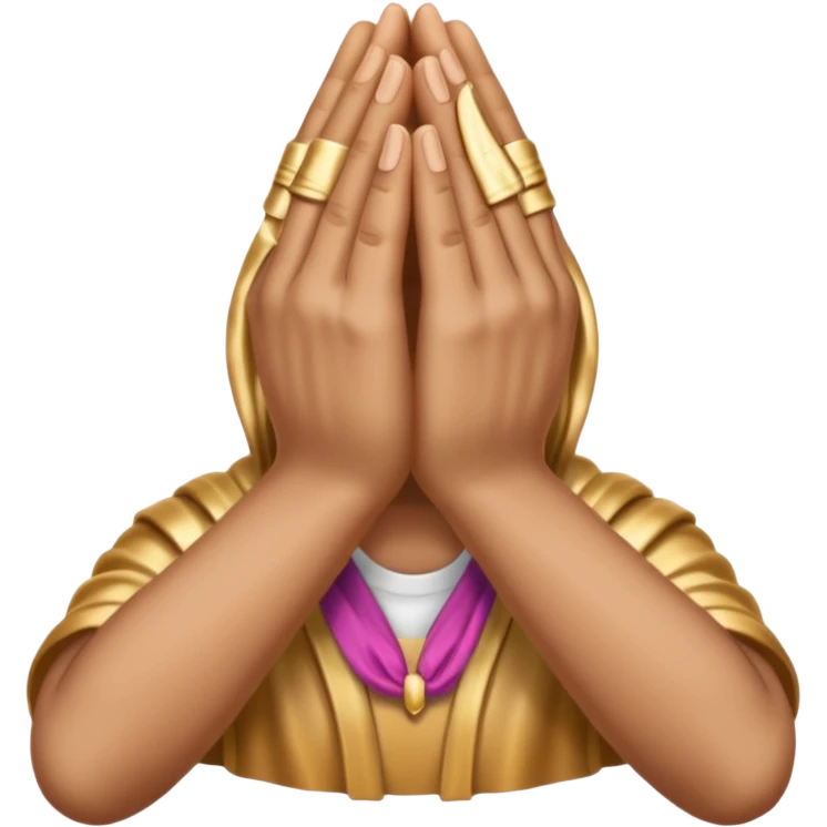 Emoji-style praying metallic hands, realistic proportions, clean outlines emoji