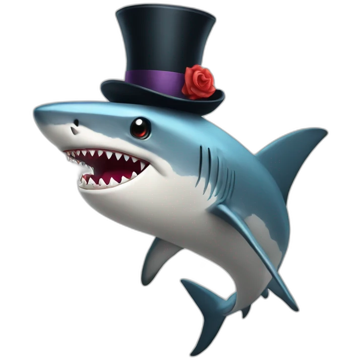 Shark with a top hat emoji
