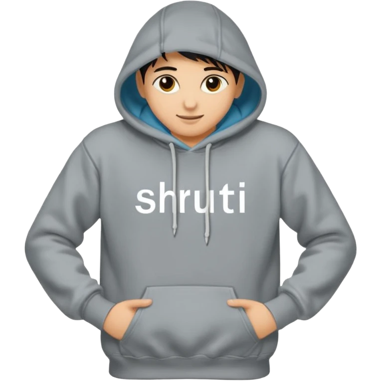 Make a hoodie with shruti written on it with exact spelling and only hoodie without model emoji
