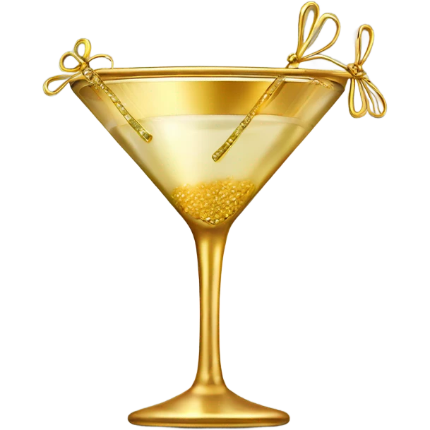 gold rimmed martini glass with tiny gold bows emoji