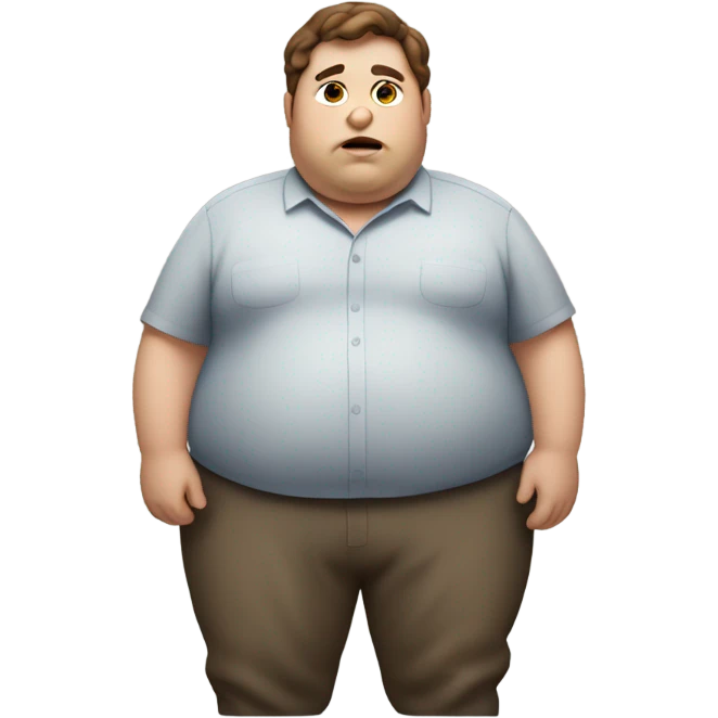 Fat person with brown hair emoji