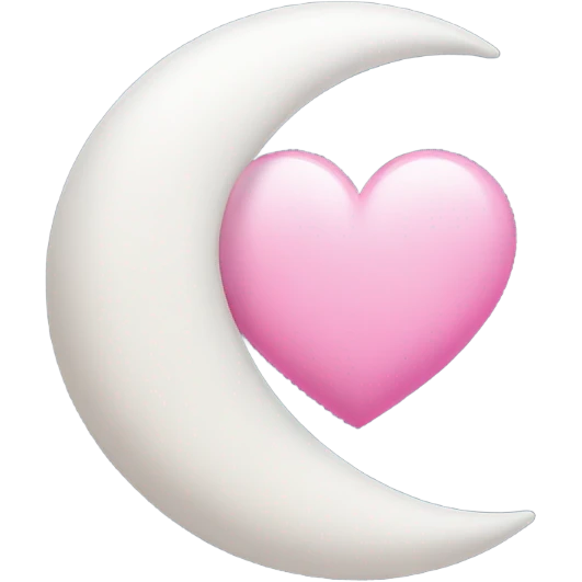 crescent white moon with pink heart emoji