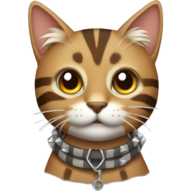 brown striped cat with spiked collar emoji