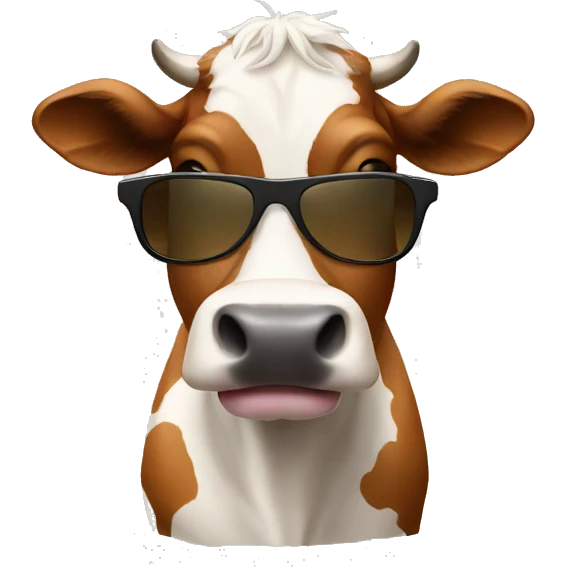 Cow with sunglasses and hands emoji