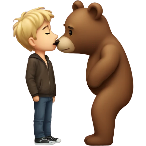 Hot boy kissing bear emoji