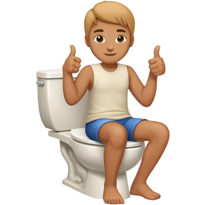 sitting on the toilet with a thumbs up emoji