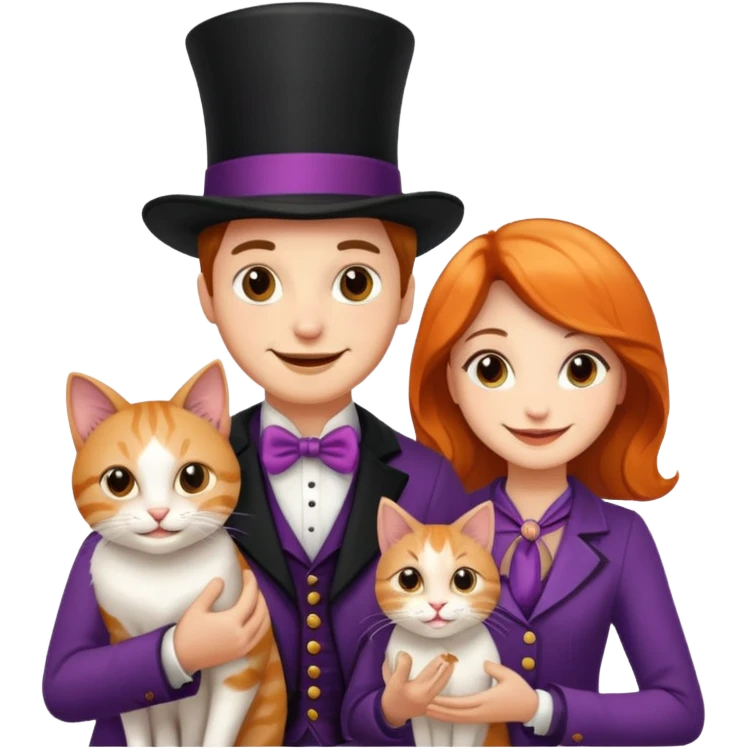 magician couple and their pet cat emoji