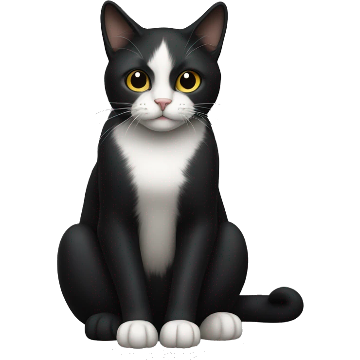 black cat with white chest sitting emoji