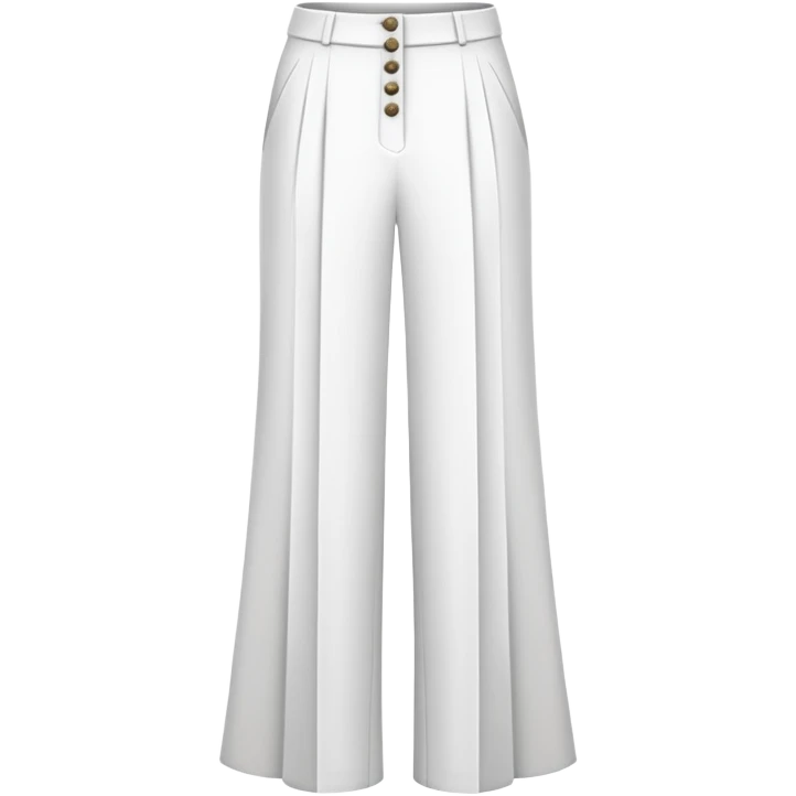 only the white palazzo pants garment, moderate wide leg dress pants, formal with button, isolated flat lay, no human, no model, just the clothing item on white background emoji