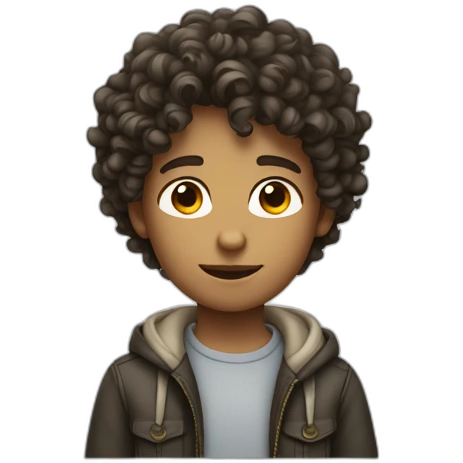 curly middle parted haired boy emoji