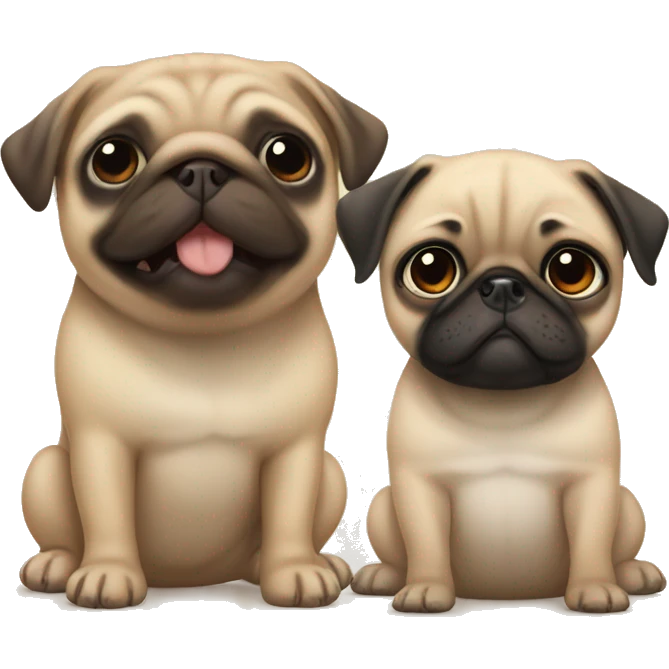 Baby pug next to adult pug tan emoji