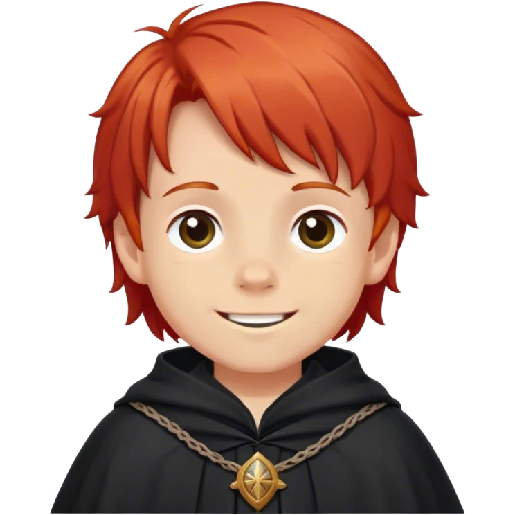 happy boy red hair in pilgrim medieval cloak without hat emoji