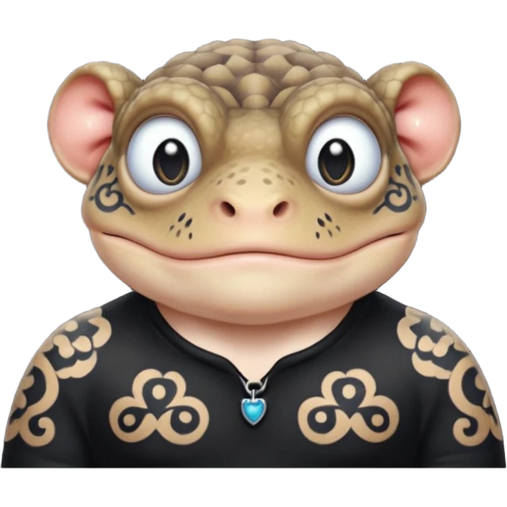 bufo with a neck tattoo of 32.60 emoji