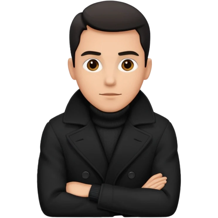 Man in black coat, sitting emoji