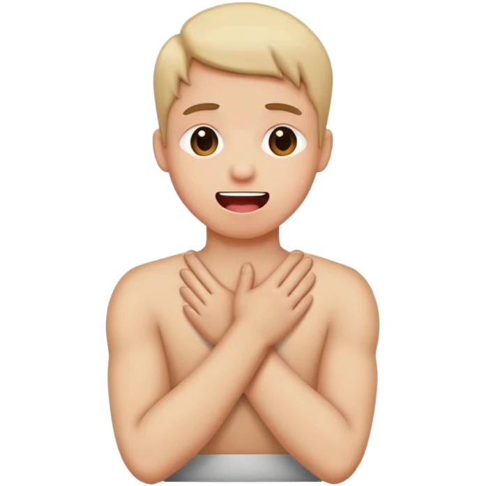 person holding neck crossed hands crossed tongue out emoji