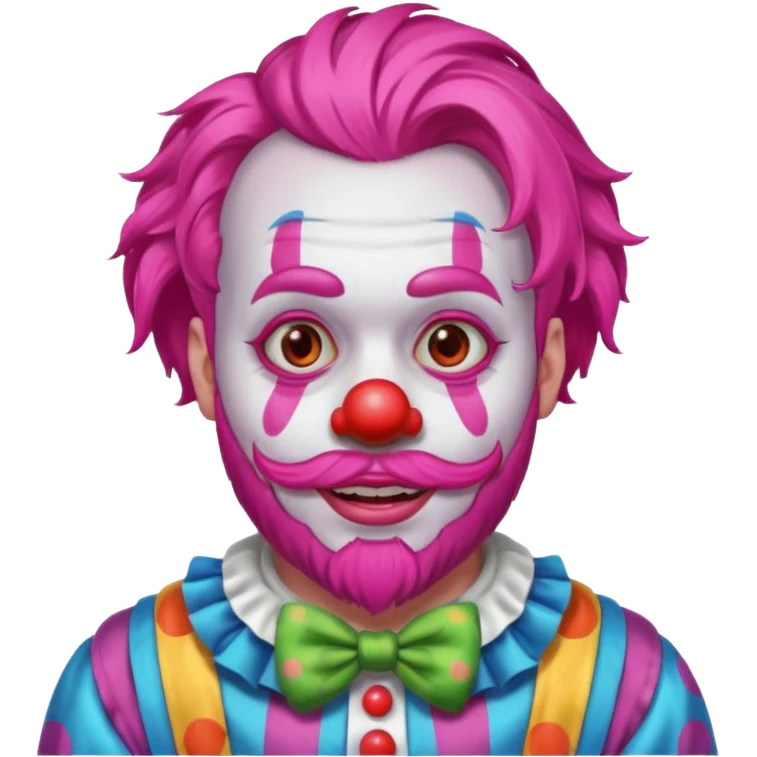 clown with beard, clown outfit, pink hair emoji