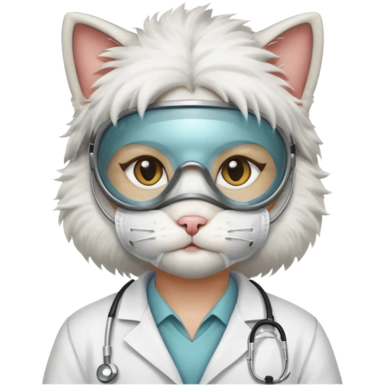 doctor cat, white coat, dust mask emoji