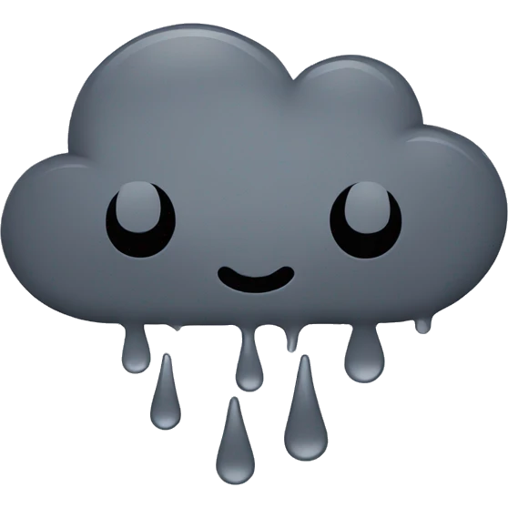 a dark gray cloud with raindrops falling a sad face with tears and dark clouds around it empty heart emoji