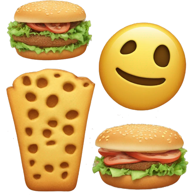 An emoji of three identical food items, each in different sizes: a large, a medium, and a small version, showcasing their size variations emoji
