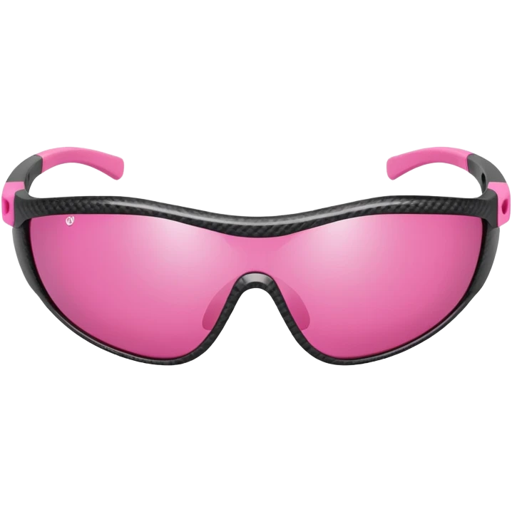 pink sporty sunglasses with carbon fiber thick frame, shield visor design emoji