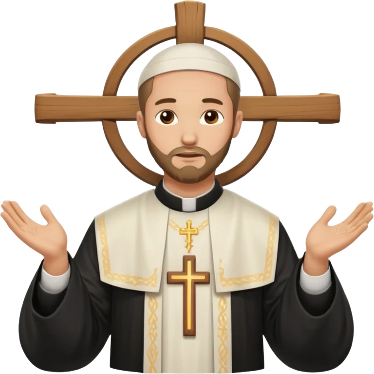 Orthodox Christian priest crossing himself with the movement of the Cross outlined emoji
