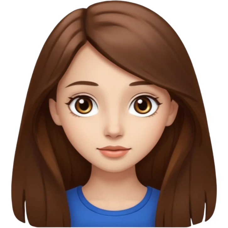pretty model with long brown hair and big eyes emoji