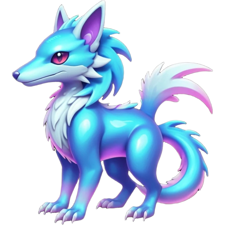  Epic legendary Shiny sparkly transparent bioluminescent luminescent vibrant bright pastel dark exotic iridescent colorful gradients futuristic modern metallic glossy glittery fantasy-cyber-Protogen-Fakémon-Pokémon-Sergal-creature emoji